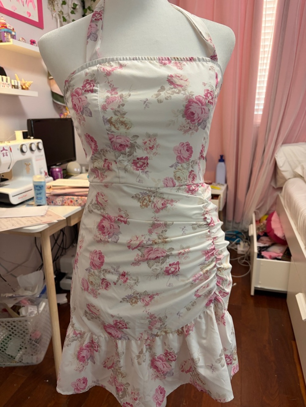 Floral Ruffle Mini Dress - Pink